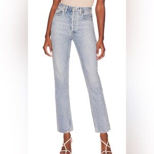 AGOLDE Riley High Rise Straight Crop Jeans, Size 27, Renewal (Light Wash)